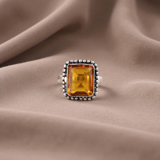Citrine Gemstone 925 Sterling Silver Designer Oxidized Jewelry Ring For Birthday