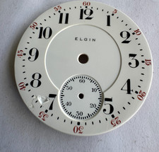 VINTAGE 18 SIZE ELGIN POCKET WATCH PORCELAIN DOUBLE SUNK DIAL