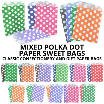 Paper Sweet Bags Polka Dot - Mixed Colours   Candy Retail Wedding Party Goodies