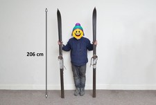 Vintage old wooden ski wooden snow skis 206 cm