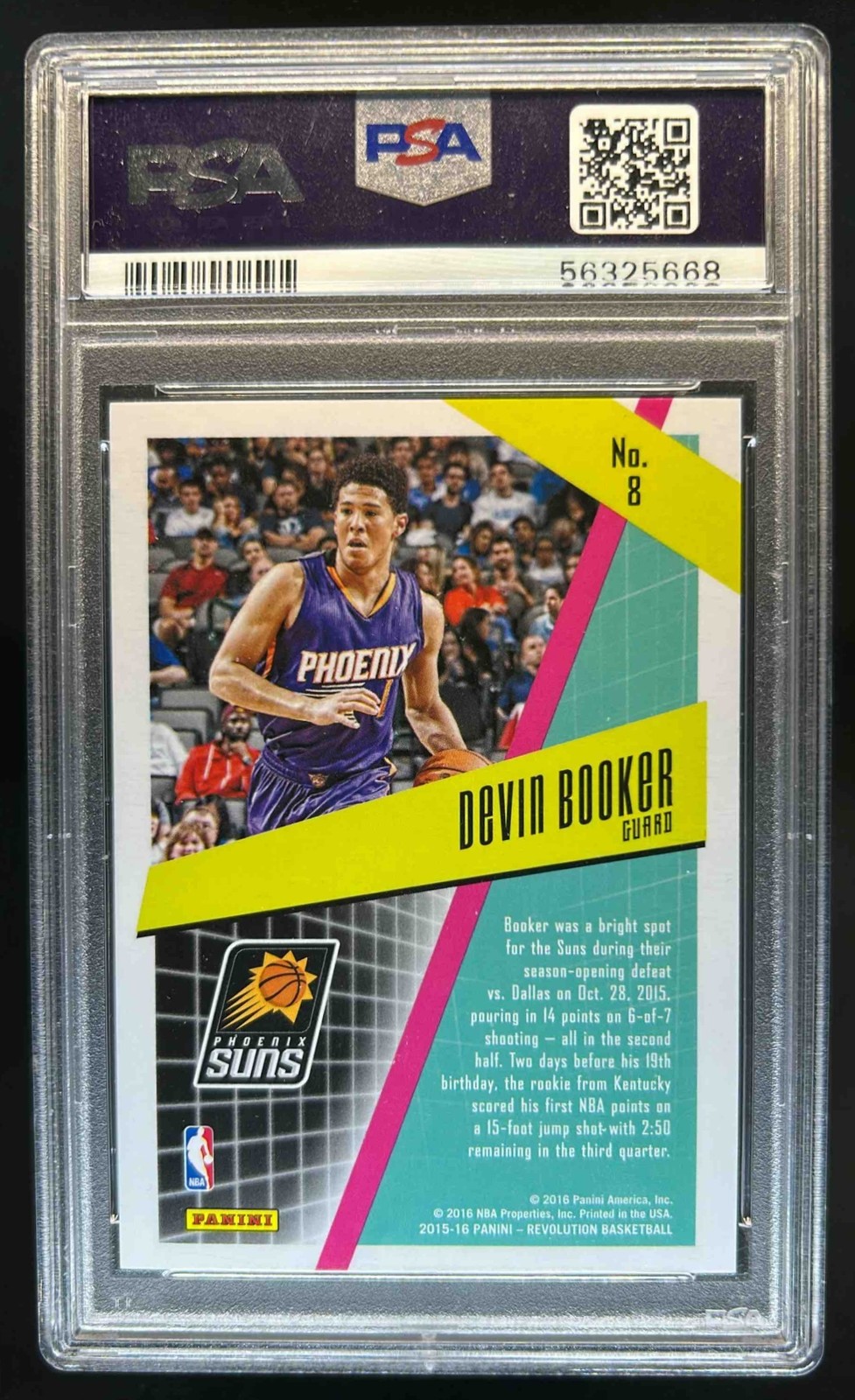 2015-16 Panini Revolution Devin Booker RC #8 Suns PSA 10 GEM MINT Rookie view 2
