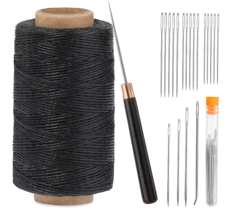 Leather Upholstery Sewing Waxed Thread Kit, 273 Yards Waxed Thread Sewing Nee...