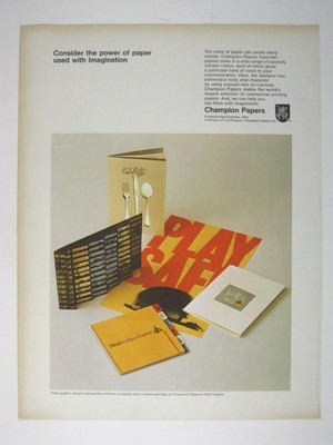 Champion Papers Print Ad 1960s Commercial Printing Color Paper Marketing ADVERT