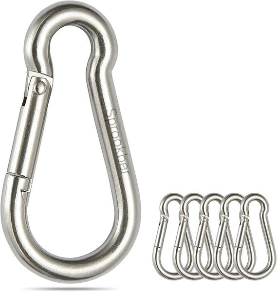 Karabinerhaken Edelstahl 6 StüCk Mit Feder ZubehöR FüR Outdoor Sport-image