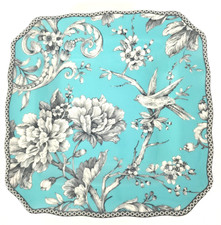 222 Fifth Adelaide Salad Plate Turquoise Flor...