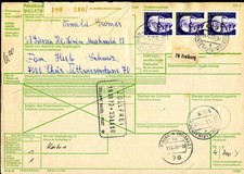 GERMANY 1970 645 per 3 PARCEL CARD to Switzerland (A9171b