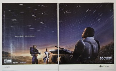 Mass Effect Xbox 360 Original 2-Page Print Magazine Ad BioWare 2007 Vintage