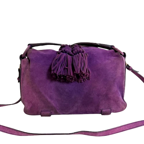 Yves Saint Laurent Rive Gauche 2way suede shoulder bag purple Authentic Japan