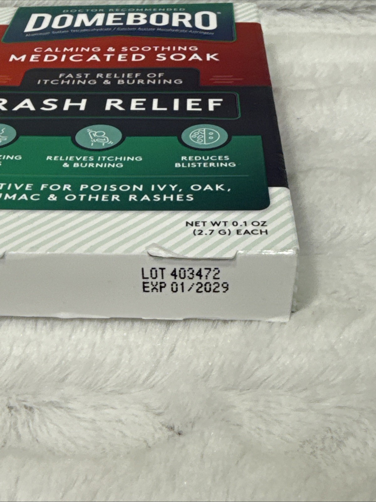 Domeboro Soothing Soak Rash Relief Astringent 12 Powder Packets Exp 01/2029