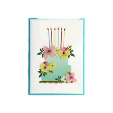 Papyrus Happy Birthday Card Cake 🎂 With Floral Accents 3D Embellished 