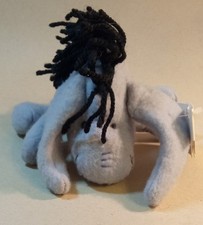 Disney's Eeyore Beanbag Plush. With Tag. Yarn Hair. 6.5" Long