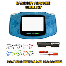 GBA Nintendo Game Boy Advance CLEAR BLUE Replacement Housing SHELL BUTTONS 