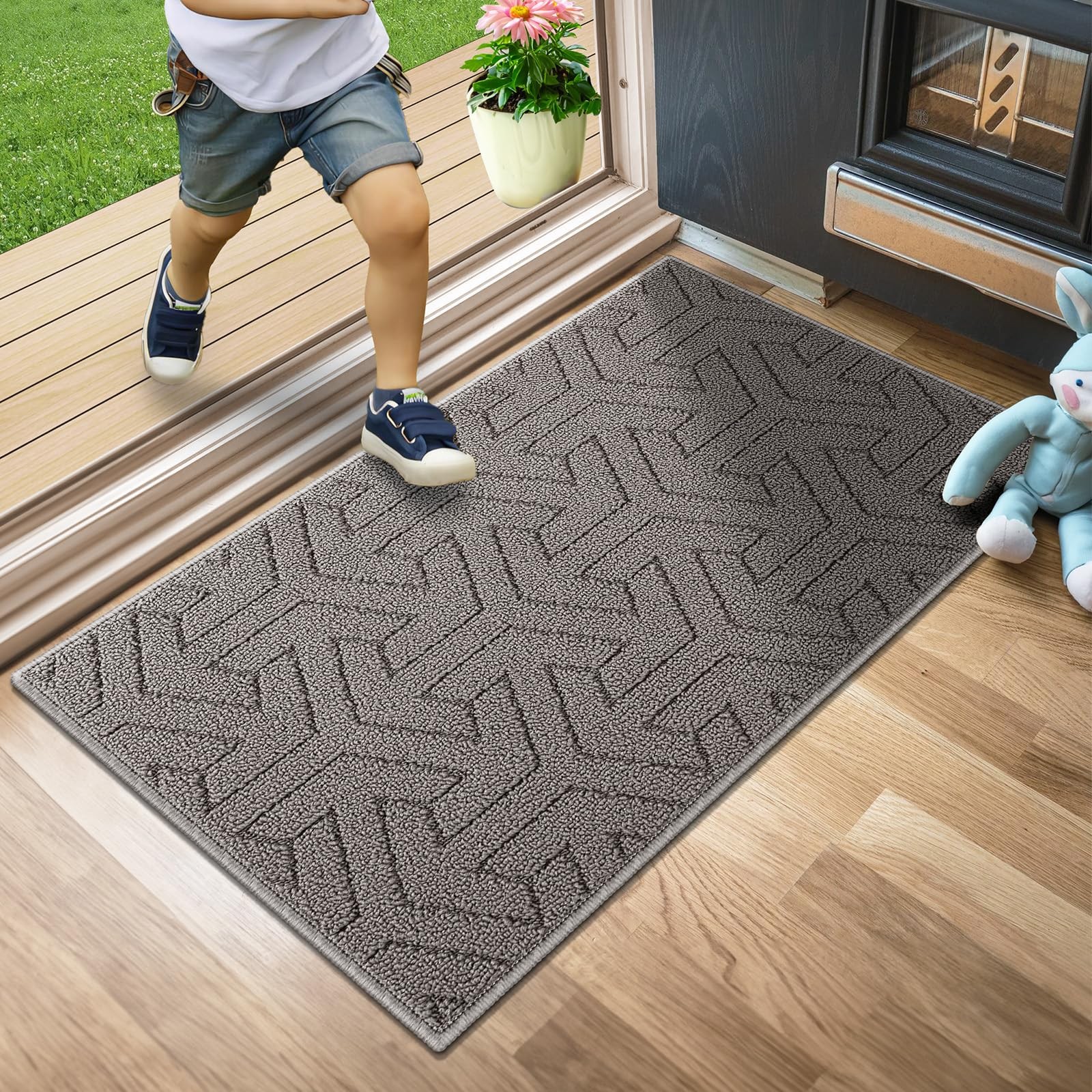 Villsure Non-Slip Indoor Doormat Grey 20x32 for Entryway Front Door