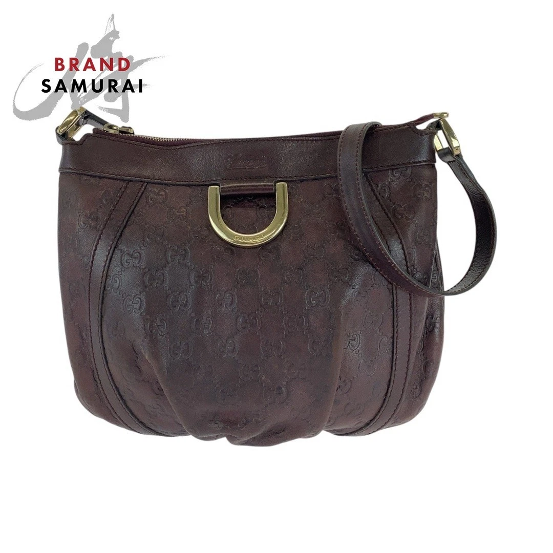 Sac bandoulière Gucci Abby Guccishima marron or quincaillerie cuir 203257 pochette L