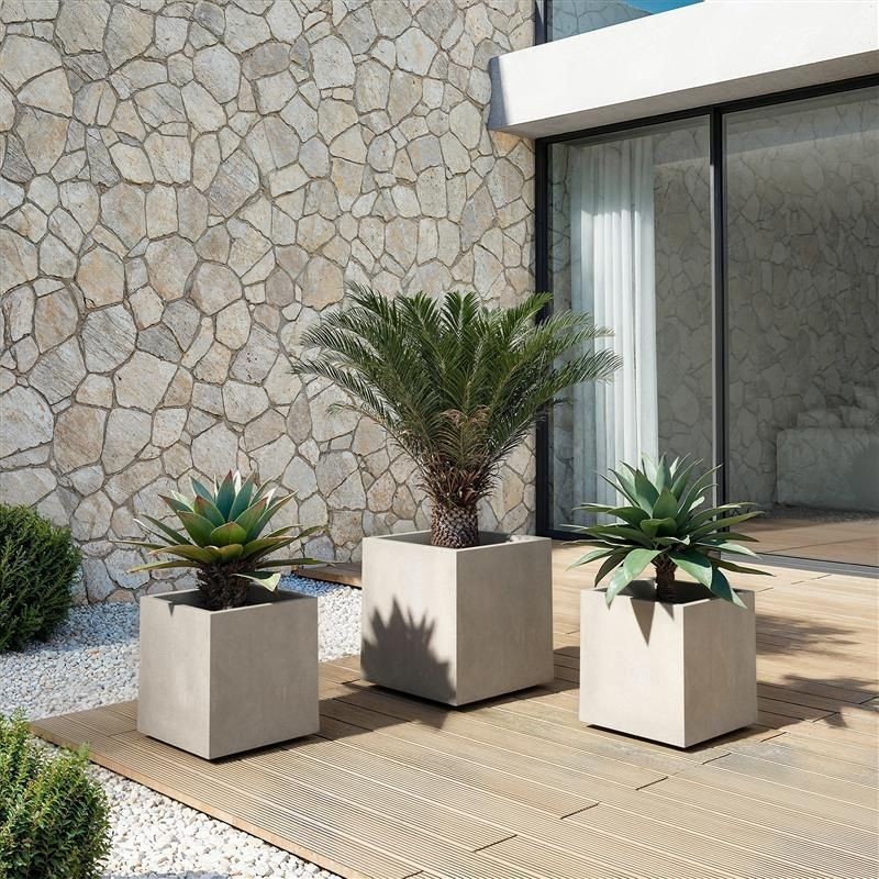 Pot de fleur 30 cm Artevasi Sydney gris clair pour terrasse moderne