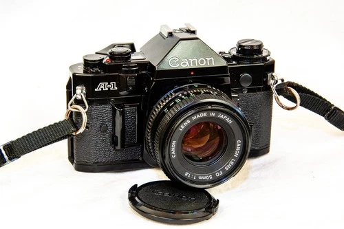 Canon A-1 Camera FILM TESTED w/50mm 1:1.8 Lens WORKING Vintage Student Retro SLR