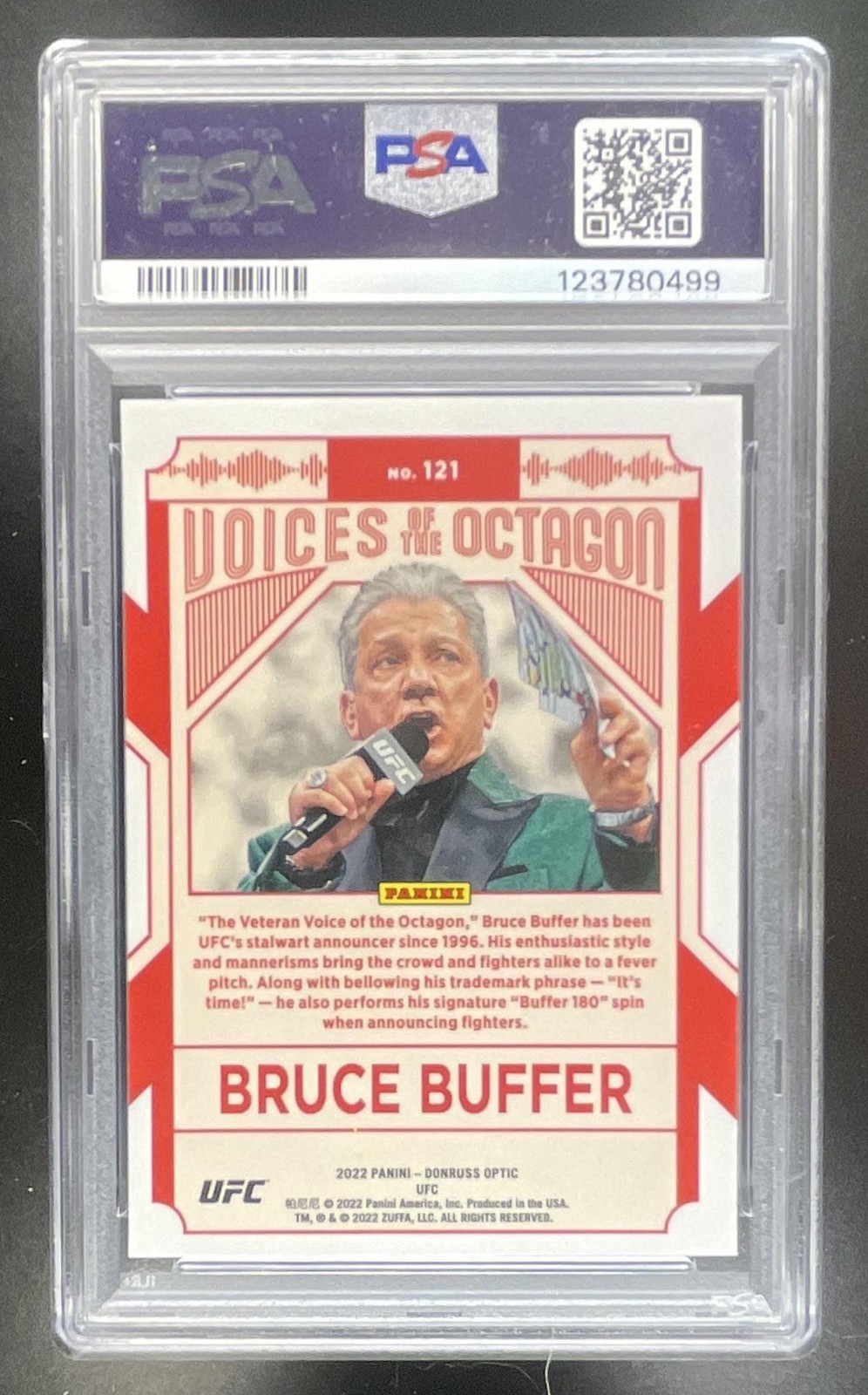 2022 Panini Donruss Optic UFC Bruce Buffer #121 PSA 9 view 2