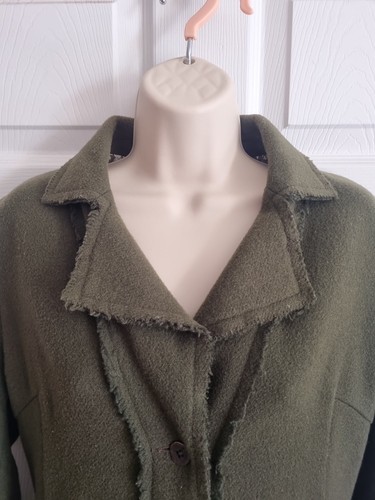 Moa Moa Dark Green,Lined Wool Blend,Buttoned Jacket.Womens S - Picture 3 of 12