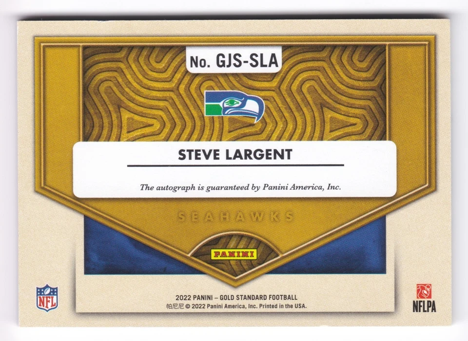 Chaqueta Panini Gold Standard Steve Largent 2022 automática #GJS-SLA Gold Signatures/99 Foto 2 de 2