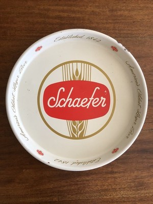 Vintage 1960's SCHAEFER Brewing Metal Beer Serving Tray 12 '' Breweriana