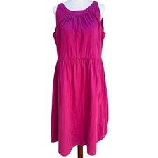 Autre Ton Fuchsia Pink 100% Cotton Empire Waist Sleeveless Midi Dress Sze T40 XL