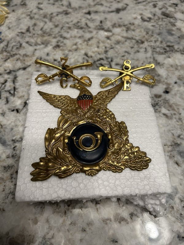 CIVIL WAR ERA BRASS EAGLE INFANTRY SHAKO HAT INSIGNIA Spanish American War Badge