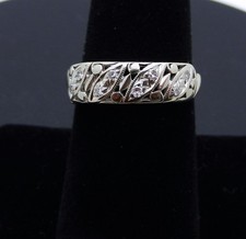 Art Deco Antique Diamonds Filigree Ring in 14k Solid White Gold size 7