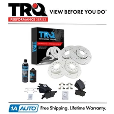 TRQ Front & Rear Metallic Brake Pad & Performance Rotor Kit w/Chemicals