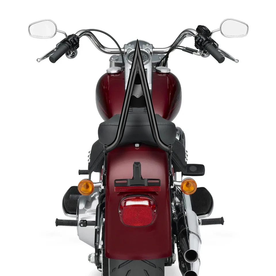 Respaldo negro brillante barra Sissy 24" para Harley Cross Bones Softail Fatboy Lo FLSTF Foto 2 de 4