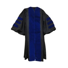 Doctoral Gown for height 5'0-5'2 Chest up to 42" - Black, Blue or Red velvet