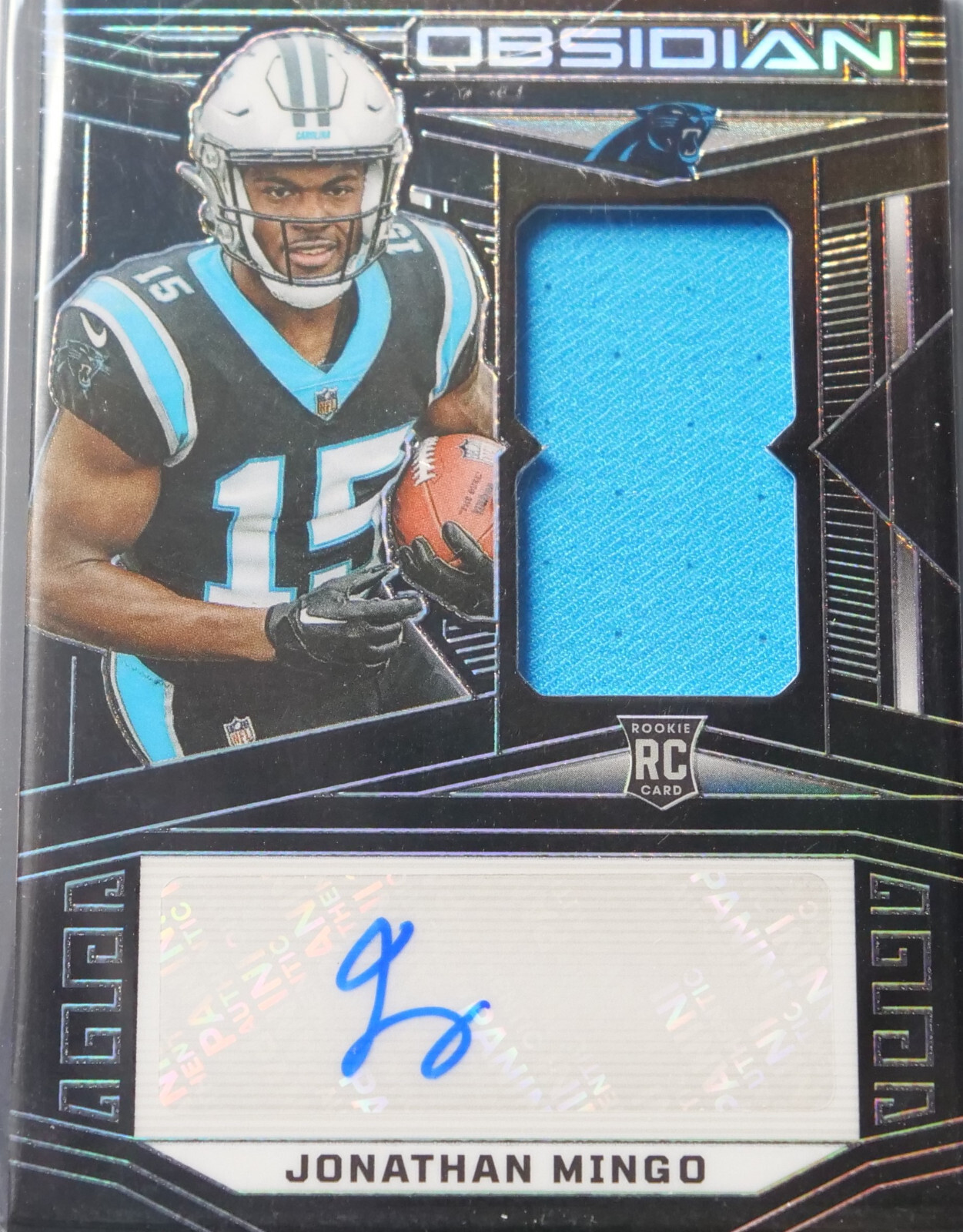 2023 Obsidian #237 Jonathan Mingo RC Patch Auto /199 - Carolina Panthers