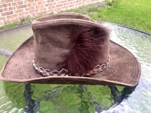 Sombrero de Vaquero Western YA De Colección - Marrón Con Pluma - Talla L - Imagen 8 de 8