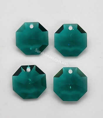 4pc Swarovski Crystal Emerald 14mm 1-Hole Octagon 8115 Pendant; Green