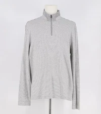 HUGO BOSS Piceno Quarter Zip Mockneck Stripe Sweater Regular Fit Size XXL