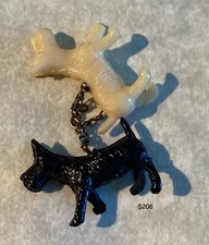 Slender Scottie Dogs Chain JAPAN Celluloid Cracker Charms S206