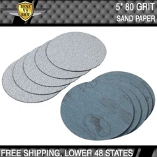 10PCS 5Inch Dry 80 Grit Auto Sanding Disc Sandpaper Sheets Sand Paper PSA