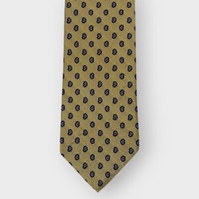 Vintage Jos A Bank Repp Tie | Gold Paisley Foulard | Silk | Made in USA