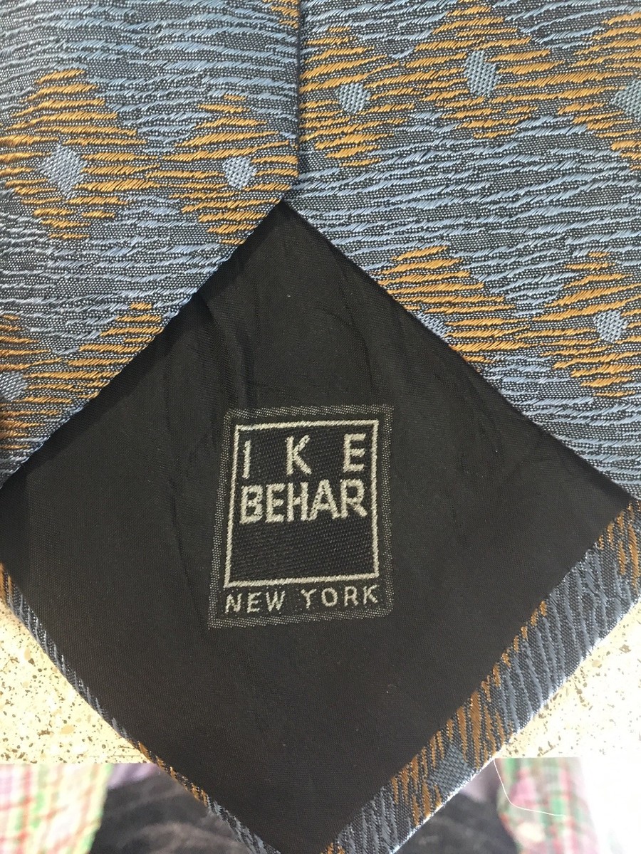 Cravate IKE BEHAR Homme Bleu/marron Motif Brillant - Longueur 60 Pouces, Largeur 4 Pouces - Occasion