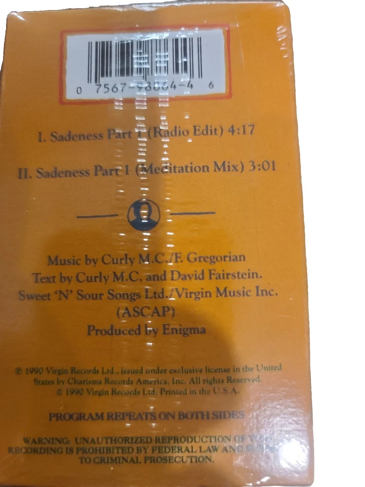 Enigma Sadness Part 1 Cassette Tape Single 1990 NEW SEALED - Imagem 3 de 4