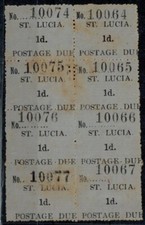 St. Lucia Postage Dues Block of 8 SG D1, D1f, D1g, D1h 10061-10077 w/Varieties