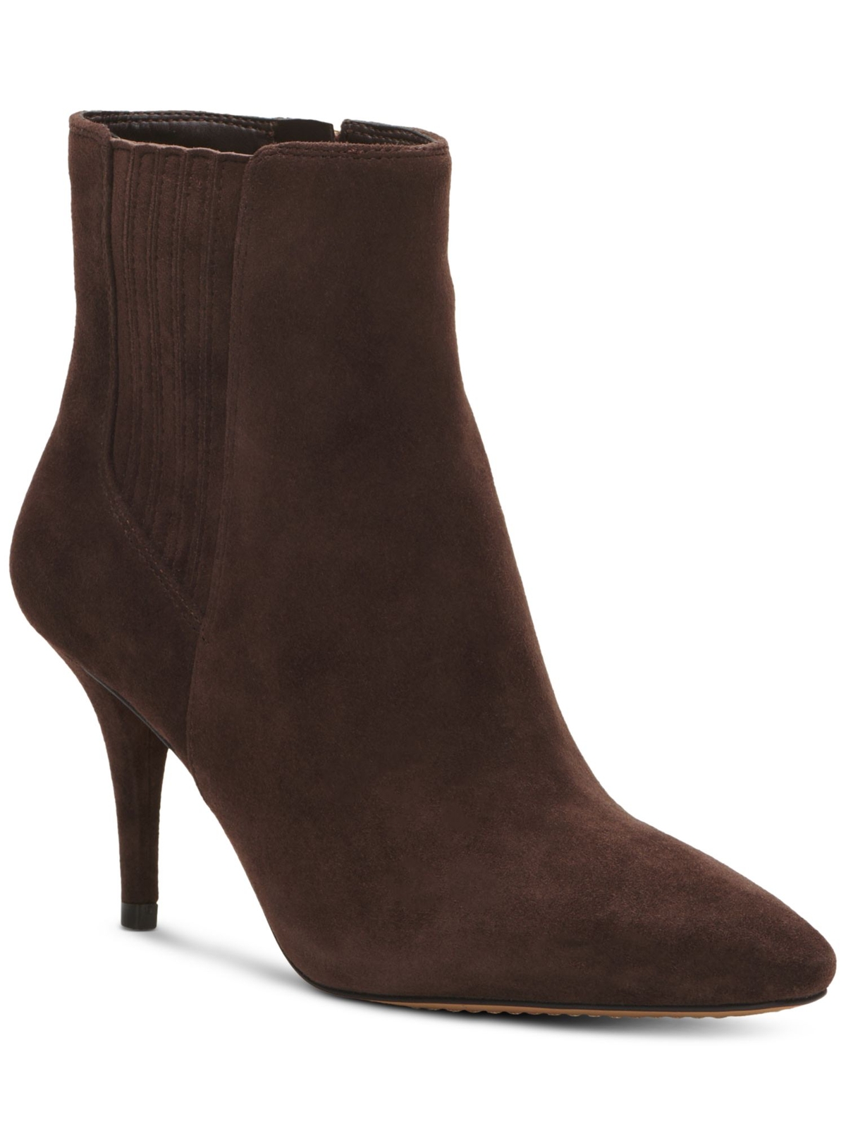 VINCE CAMUTO Womens Brown Goring Ambind Almond Toe Stiletto Leather Booties 7 M