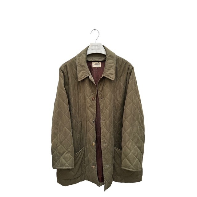 Hermes  Kaki Quilted Jacket  Detachable Wool Lining  Size L