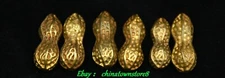 1.1'' Collection Old Chinese Bronze Gilt Dynasty Peanut Huasheng Statue Set