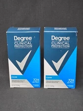 Degree Clinical Protection Men's Deodorant 2 Pack Shower Clean 72HR Solid 1.7 OZ