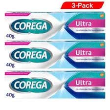 3 x Corega Ultra Cream 40 g Extra Strong Denture Adhesion Fixative Taste Mint
