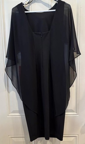 Abito tubino donna Calvin Klein crepe manica mantello nero taglia 2 nuovo con etichetta zip dietro - Foto 15 di 22