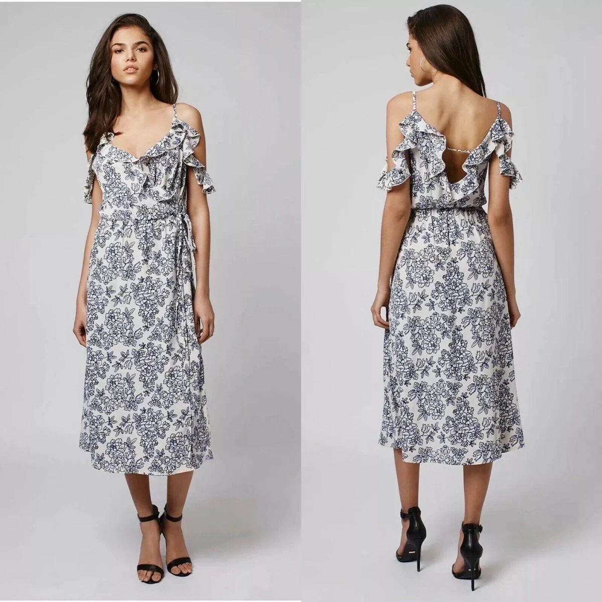 Topshop blue floral dress cheap