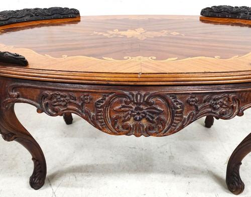 French Louis XV Coffee Table Walnut Marquetry - Picture 7 of 17