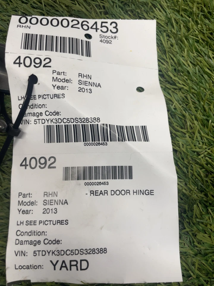 ✅ Toyota Sienna 2013 bisagra de puerta trasera LH OEM Foto 3 de 3