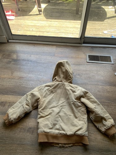 Youth Size 7 Carhartt Quilted Lined Duck Canvas Hooded Full Zip Jacket - Picture 8 of 9